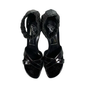 Donald J Pliner Black Leather Open Toe Stiletto Ankle Strap High Heels Size 6m